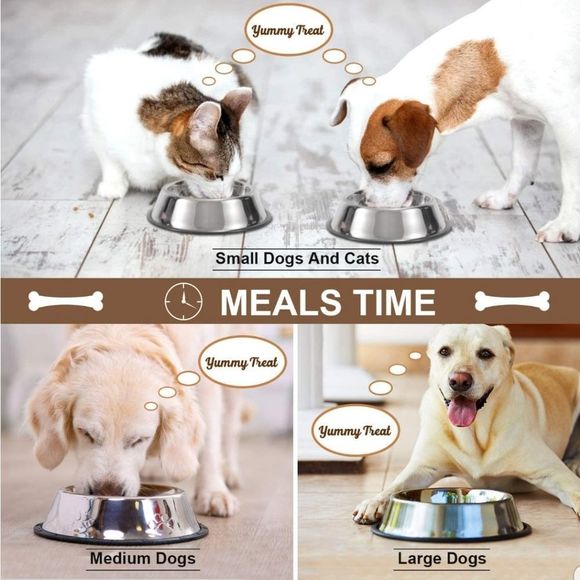 LEACOOLKEY Stainless Steel 2 Pack Dog/Cat Bowls New With Tags  Sz. Sall - Picture 1 of 16